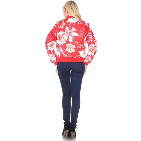 NEW WHITE MARK floral bomber jacket in red - Picture 3 of 3